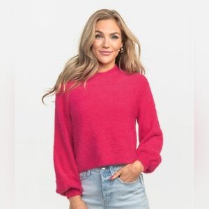 Southern Shirt Cropped‎ Feather Sweater In Pink